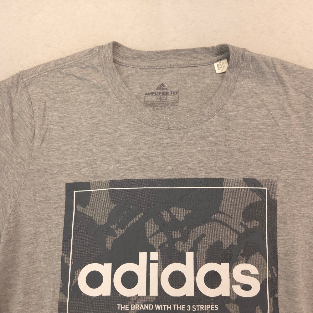 Adidas Crew Neck Short Sleeve Graphic T Shirt Mens Size Medium M Gray 13911
